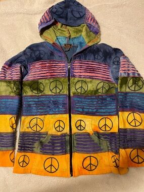 Rising International Multicolor Striped Hooded Zip Jacket Women’s M